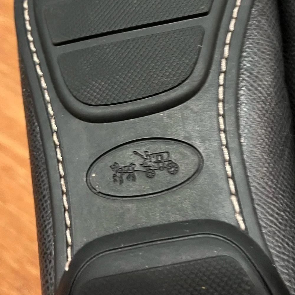 Coach Olympia Cross Grain Leather Black Slip-On Driving Loafers Shoes. Size 10